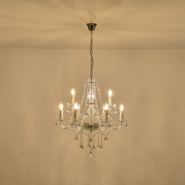 LÁMPARA DE TECHO COLGANTE METAL-VIDRIO TRANSPARENTE 9xE14 MAX 15W 710x1750mm BLANCO ARTE ILLUMINA KRISTALLO