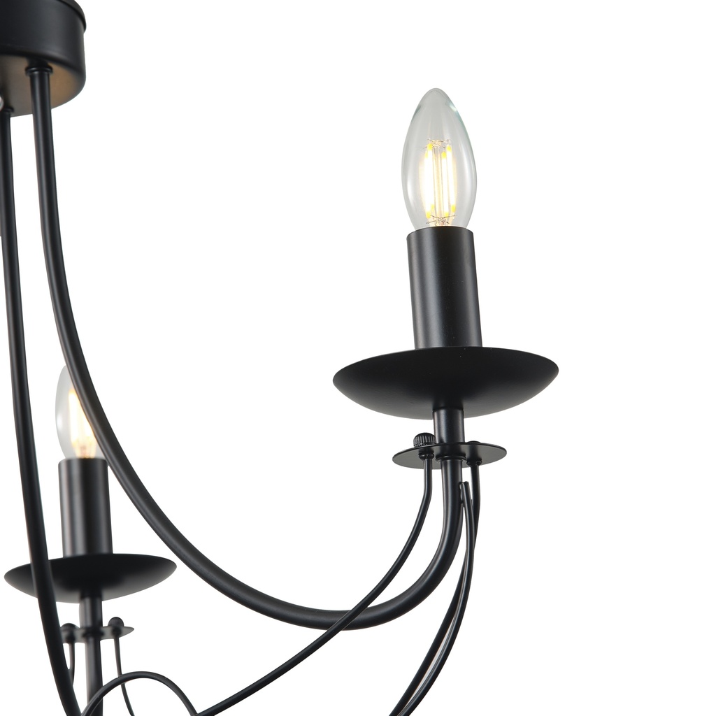 LÁMPARA DE TECHO COLGANTE DE METAL 3xE27 MÁX. 15W 470x600mm NEGRO CON CRISTAL TRANSPARENTE ARTE ILLUMINA VAULT
