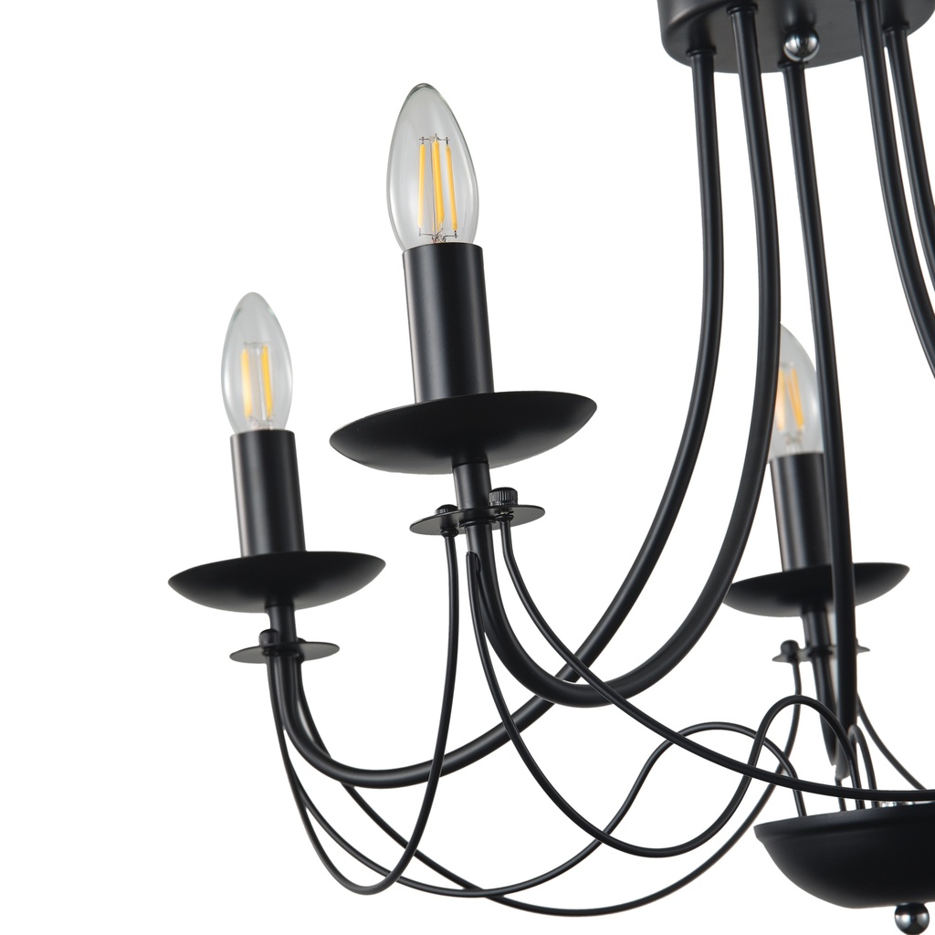 LÁMPARA DE TECHO COLGANTE CRISTAL TRANSPARENTE 5xE27 MÁX. 15W 470x630mm NEGRO ARTE ILLUMINA VAULT