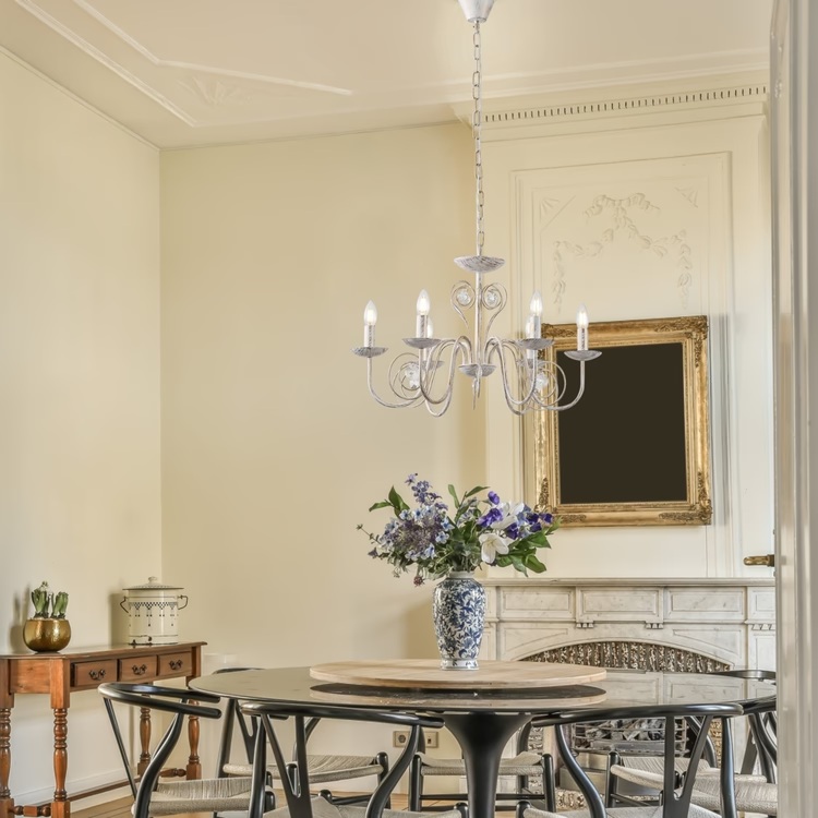 LÁMPARA DE TECHO COLGANTE METAL-CRISTAL TRANSPARENTE 8xE27 MÁX. 15W 390x750mm ARTE ILLUMINA DUKE
