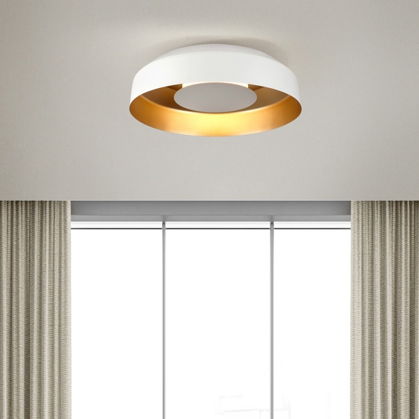 PLAFON DE TECHO LED 20W 1482lm 3000K D400x120mm BLANCO - DORADO ARTE ILLUMINA STIGMA