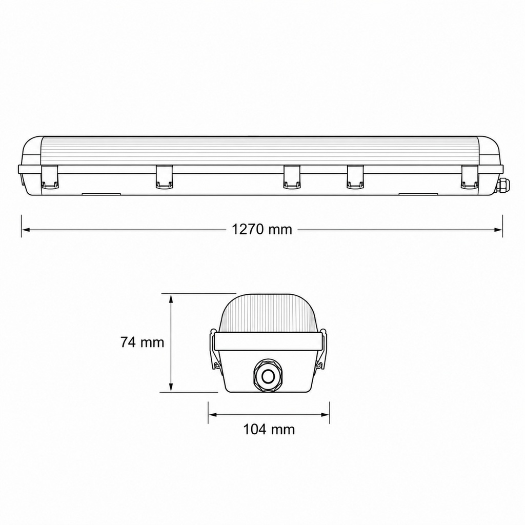 PANTALLA ESTANCA PARA TUBO LED 2x1,20m CON CLIPS INOX