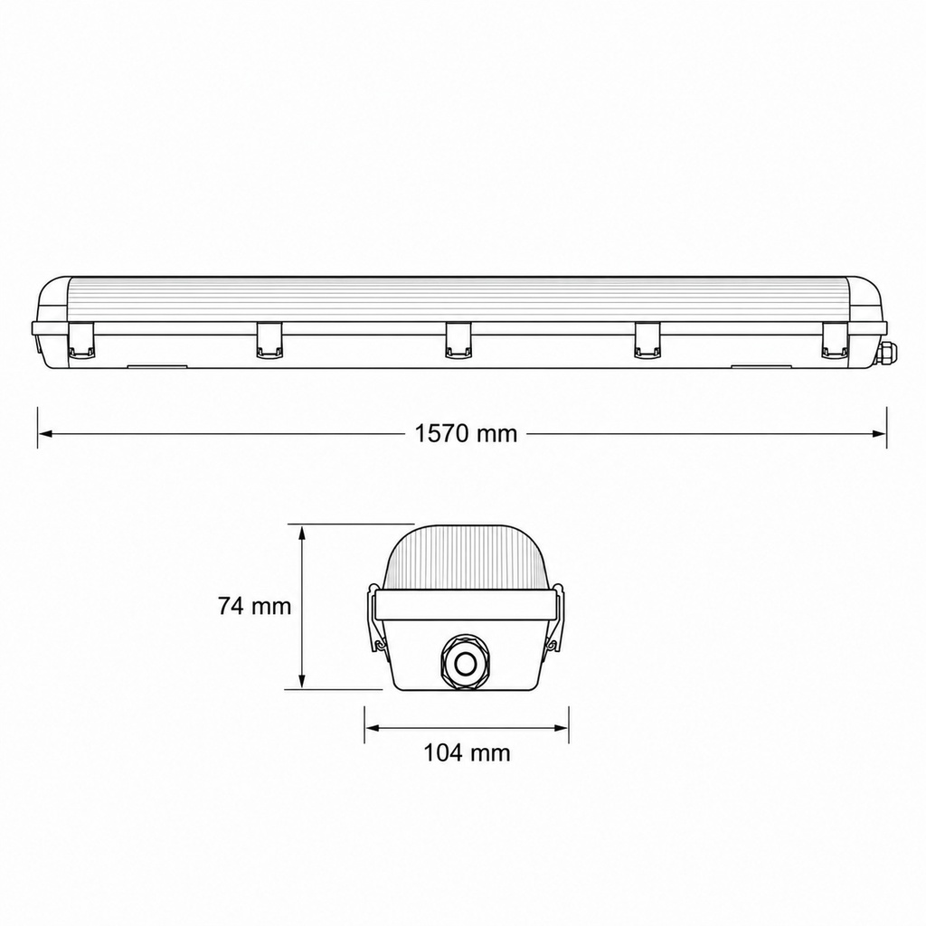 PANTALLA ESTANCA PARA TUBO LED 2x1,50m CON CLIPS INOX