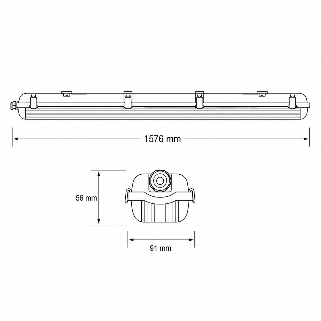 PANTALLA ESTANCA PARA TUBO LED T8 2x1,50m EUROLAMP