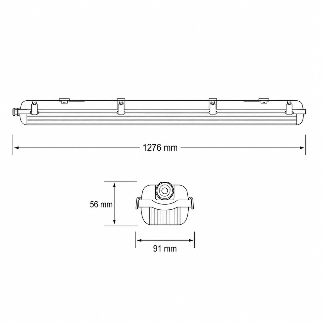 PANTALLA ESTANCA PARA TUBO LED T8 2x1,20m EUROLAMP