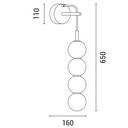 APLIQUE DE PARED METAL LED 19W 1482lm 3000K 160 Χ650mm LATÓN-BLANCO OPAL ARTE ILLUMINA TREA