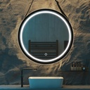 ESPEJO REDONDO TÁCTIL LED CON CINTURÓN NEGRO 20W 1680lm 3CCT(3000-4000-6000K) Ø600mm "MIRO" ARTE ILLUMINA