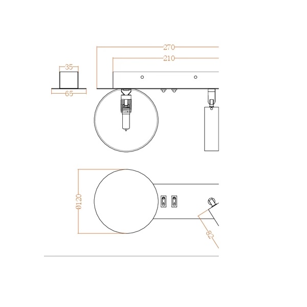 APLIQUE DE LECTURA 1xG9 Max 7W +LED 3W 150Lm 3000K 270x152x120mm ARTE ILLUMINA NODE
