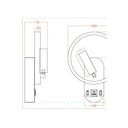 APLIQUE DE LECTURA DOBLE ALUMINIO 3+10W 150+350Lm 3000K 180x78x243mm CON USB TIPO C ARTE ILLUMINA FORMA