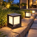 LUMINARIA SUELO SOLAR CUADRADO DE PLÁSTICO LED 4W (3000-4000-6500K) Y 1xE27 Máx. 10W 150x150x190mm IP44 NEGRO ARTE ILLUMINA