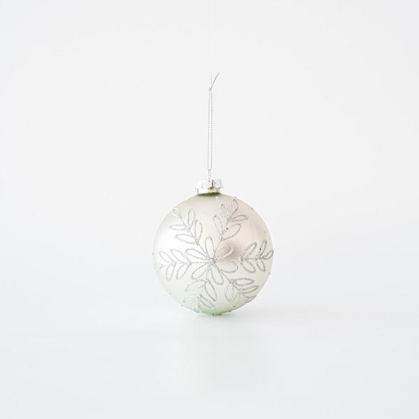 BOLA DE CRISTAL PLATA CON DISEÑOS DE BRILLO PLATA, SET 4UNDS, 10cm