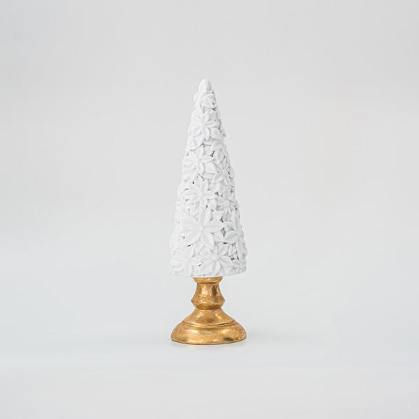ARBOL BLANCO TERCIOPELO CON BASE DORADA 32cm