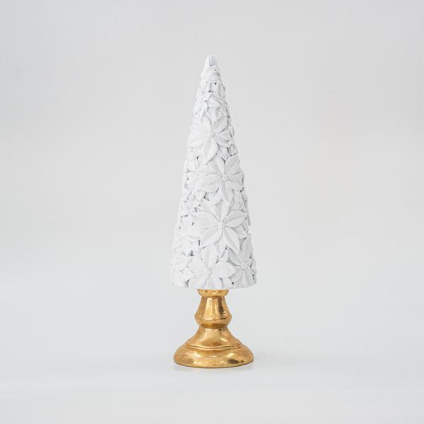 ARBOL BLANCO TERCIOPELO CON BASE DORADA 40cm