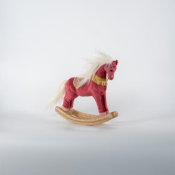 CABALLO DE TERCIOPELO, ROJO OSCURO, 30x31cm