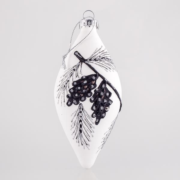 BOLA DE CRISTAL BLANCA EN FORMA DE LÁGRIMA CON DISEÑOS GRABADOS, SET 4UNDS, 6x14cm
