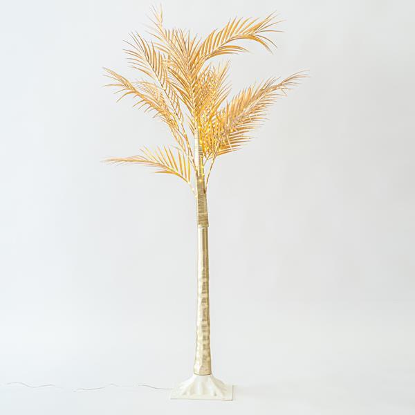 ÁRBOL DE HOJAS DE HELECHO CON HOJAS ORO 1,5m, ADAPTADOR, 110 MINI LED BLANCO CÁLIDO, CABLE 3m, IP44