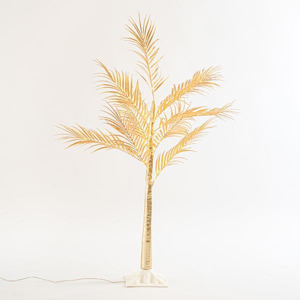 ÁRBOL DE HOJAS DE HELECHO CON HOJAS ORO 1,2m, ADAPTADOR, 80 MINI LED BLANCO CÁLIDO, CABLE 3m, IP44