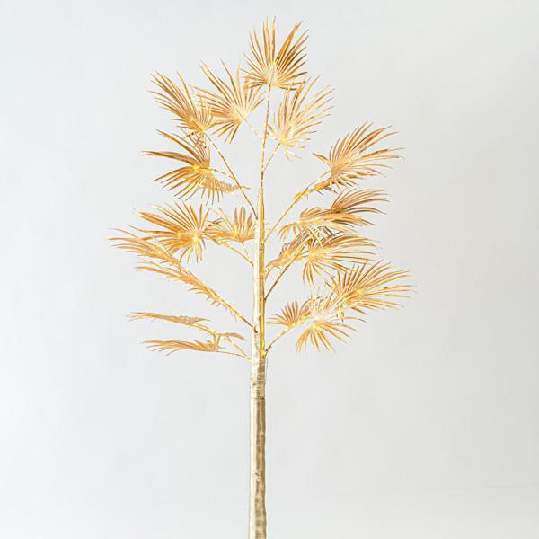 ARBOL DE HOJAS ANCHAS CON HOJAS ORO 1,8m, ADAPTADOR, 140 MINI LED BLANCO CÁLIDO, CABLE 3m, IP44