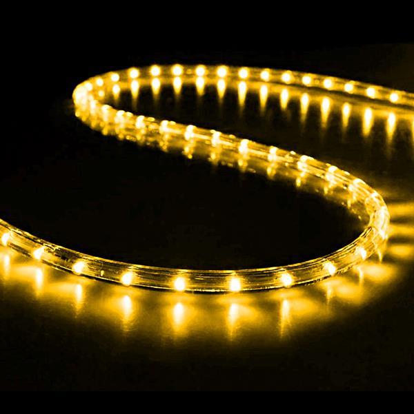 LUZ DE CUERDA LED, PROTECCIÓN UV, CORTE A CADA METRO, 2 VÍAS, AMARILLO, 50m, 36 LED/m, IP65