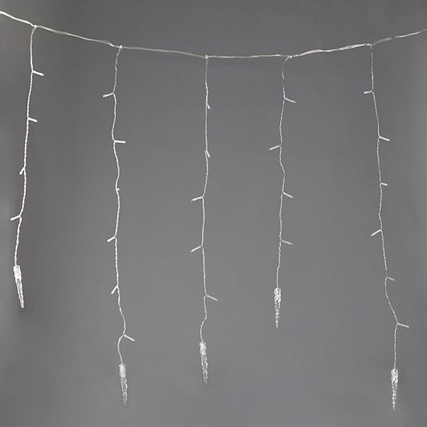 CARÁMBANO, 96 LED CON 16 CUBO DE HIELO 9,5cm, ADAPTADOR 31V CON M/H Y CONECTOR TIL 3, CABLE TRANSPARENTE, LED BLANCO, Al 80 x An 300 cm (6/7/5), CABLE 3 m, IP44