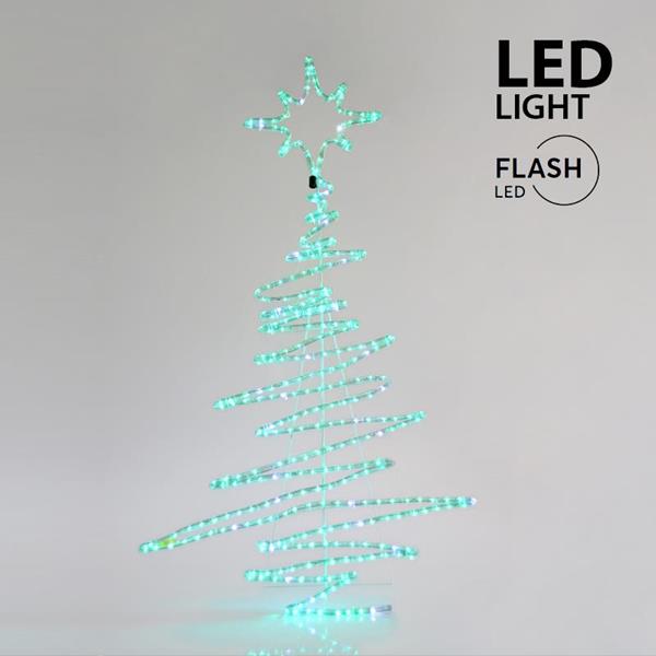 ÁRBOL, CABLE DE LUZ LED 9m, 2 VÍAS, VERDE CON DESTELLO BLANCO, 120x70cm, IP44