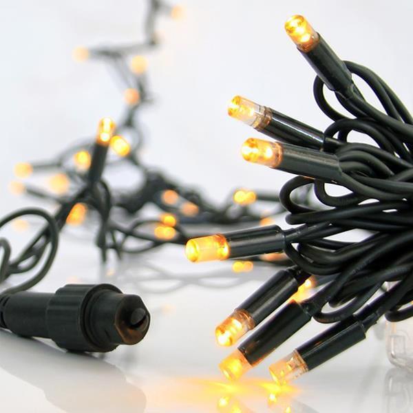 LINEA, 100 LED 5mm CON COPAS, 230V, CONECTOR HASTA 9, HILO GOMA VERDE, LED BLANCO CALIDO POR 10cm, CABLE 1.5m, IP65