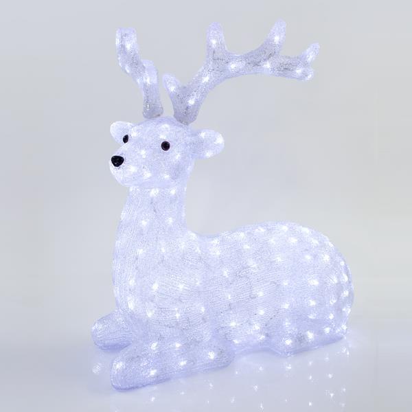 CIERVO SENTADO ACRÍLICO, 200 LED BLANCO, CON TRANSFORMADOR, 74x36x73cm, IP44