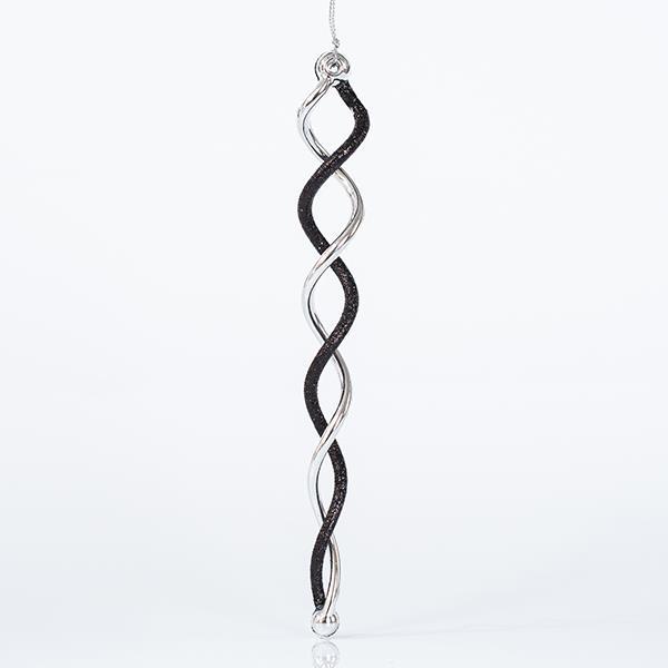ESTALACTITA ESPIRAL ACRÍLICO, NEGRO-PLATA, 2,5x21cm