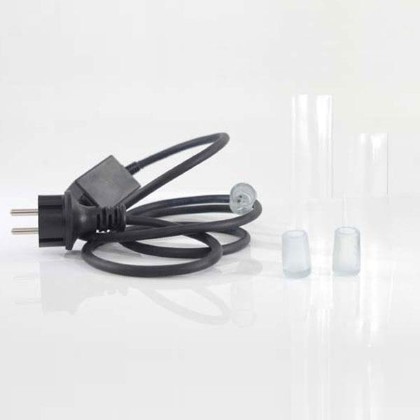 JUEGO DE 5 uds., 1,50 m CABLE (rectificador con fusible), ENCHUFE Y CONECTOR PARA CABLE DE LUZ LED DE 3 VÍAS, IP65