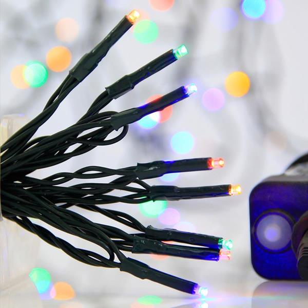 LINEA, 240 LED 3mm, ADAPTADOR 31V CON 8 MULTIFUNCIONES, HILO VERDE, LED MULTICOLOR POR 5cm, CABLE 3m, IP44