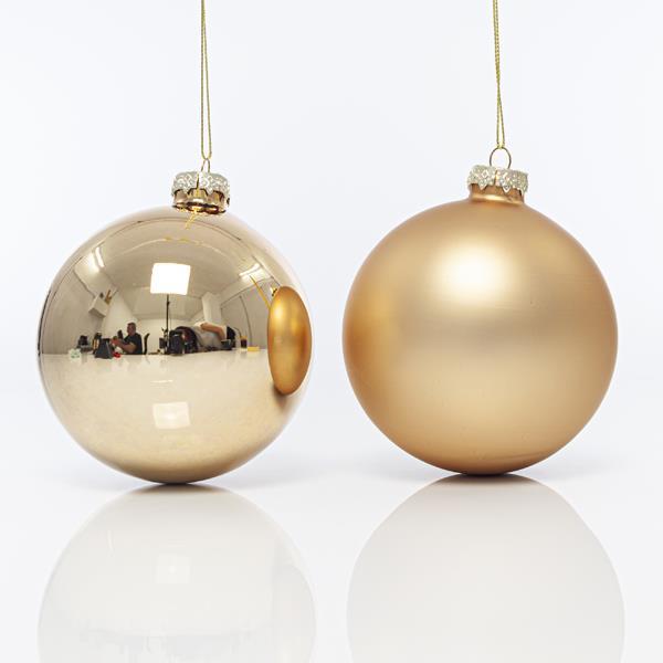 BOLAS DE CRISTAL, CHAMPAGNE, MATE Y BRILLANTE, SET 4 UDS, 10cm