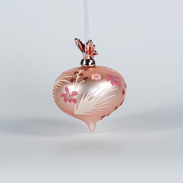 BOLA DE CRISTAL, ROSA CON MARIPOSA DE PORCELANA, 9cm, UDS 1