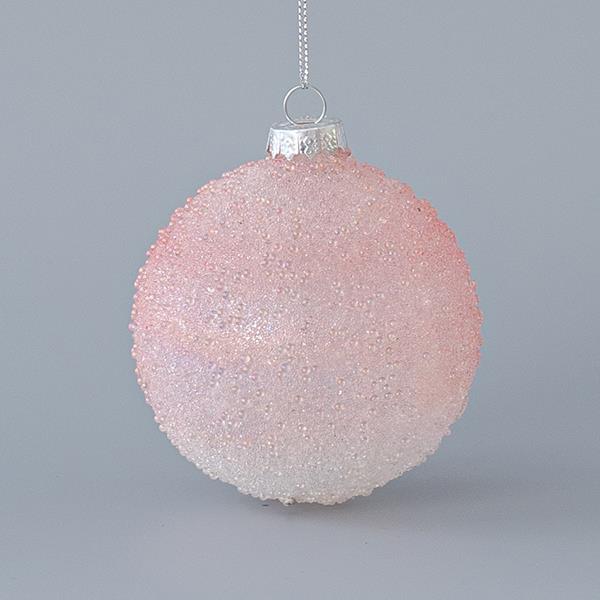 BOLA DE CRISTAL, ROSA, CON BRILLO, SET 4PCS, 8cm