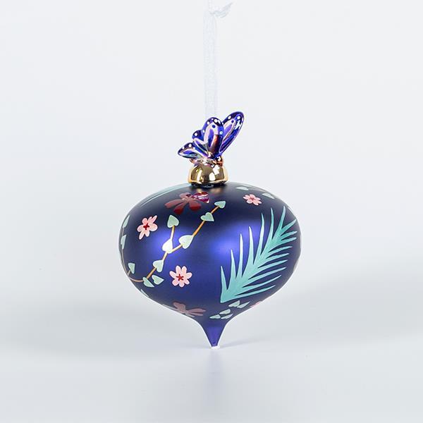 BOLA DE CRISTAL, MORADA CON MARIPOSA Y FLORES DE PORCELANA, 9cm, UDS 1