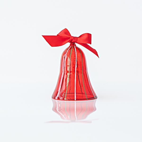 CAMPANA DE CRISTAL, ROJA, SET 2PZS, 7,6x10,5cm