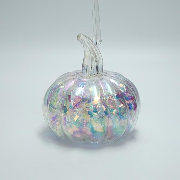 CALABAZA DE CRISTAL CON LUZ, 12cm