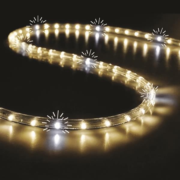CABLE DE LUZ LED, PROTECCIÓN UV, CORTE AL METRO, 2 VÍAS, BLANCO CÁLIDO, 50m, 36 LED/m, IP65
