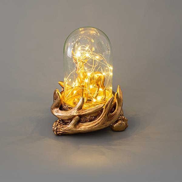 CAMPANA DECORATIVA LED ILUMINADO, 20 LED, CON CIERVO EN EL INTERIOR, FUNCIONA CON PILAS, 14,5x18,8cm
