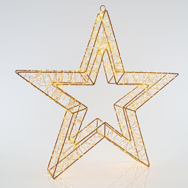 ESTRELLA ILUMINADA, 2400 LED BLANCO CALIDO, CON ADAPTADOR, ALAMBRE DE COBRE, 70cm, IP44