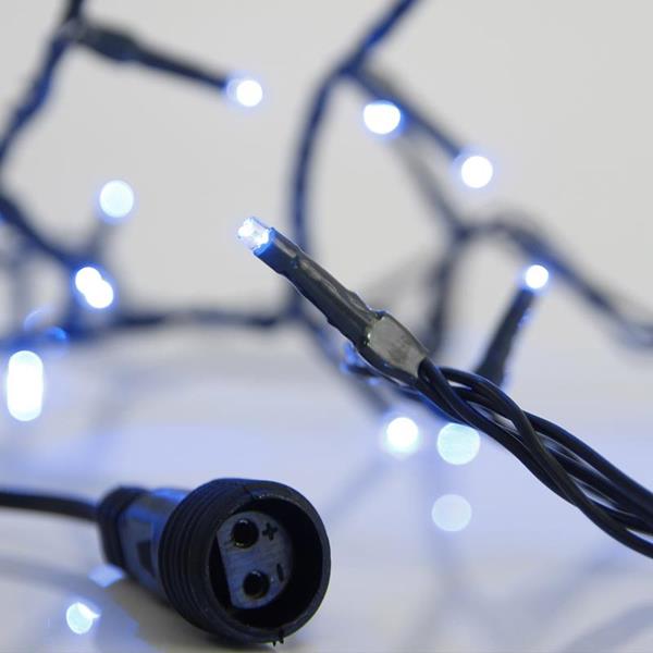 LINEA, 100 LED 3mm, ADAPTADOR 31V, CONECTOR HASTA 3, CABLE VERDE, LED AZUL POR 5cm, CABLE 3m, IP44
