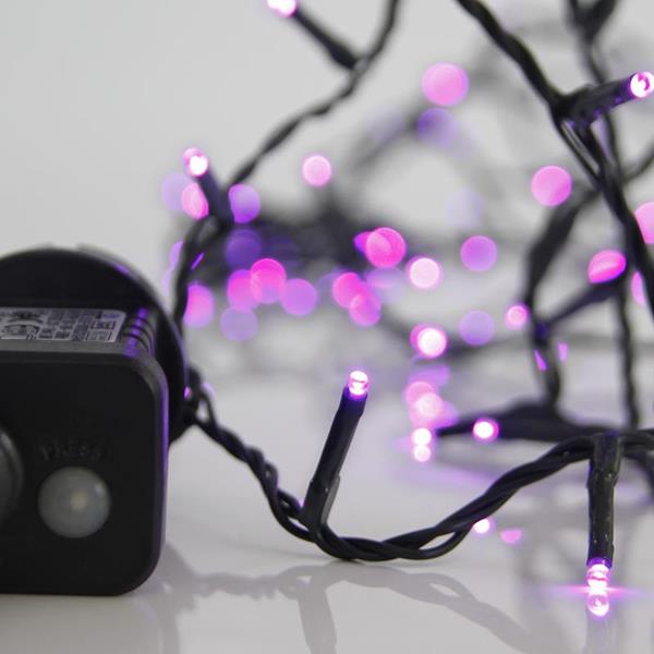 LINEA, 240 LED 3mm, 31V, 8 MULTIFUNCIONES, CON ADAPTADOR, CABLE 300cm, HILO VERDE, LED MORADO, POR 5cm, IP44