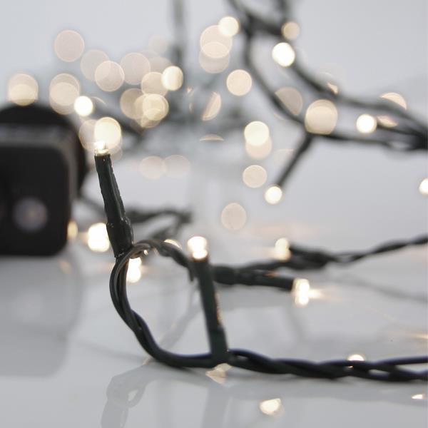 LINEA, 700 LED 3mm, ADAPTADOR 31V CON 8 MULTIFUNCIONES, HILO VERDE, LED BLANCO SUAVE POR 5cm, CABLE 3m, IP44