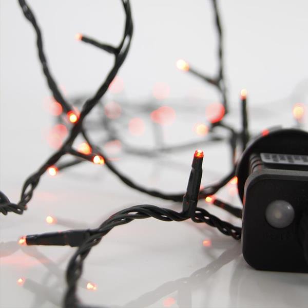 LINEA, 100 LED 3mm, ADAPTADOR 31V CON 8 MULTIFUNCIONES, HILO VERDE, LED ROJO POR 5cm, CABLE 3m, IP44