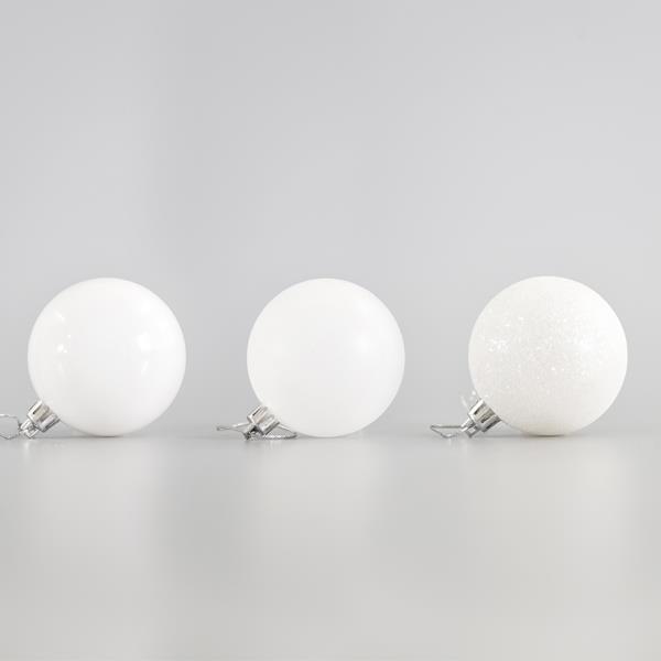 BOLAS DE PLÁSTICO BLANCAS, SET 6 UDS, 6cm