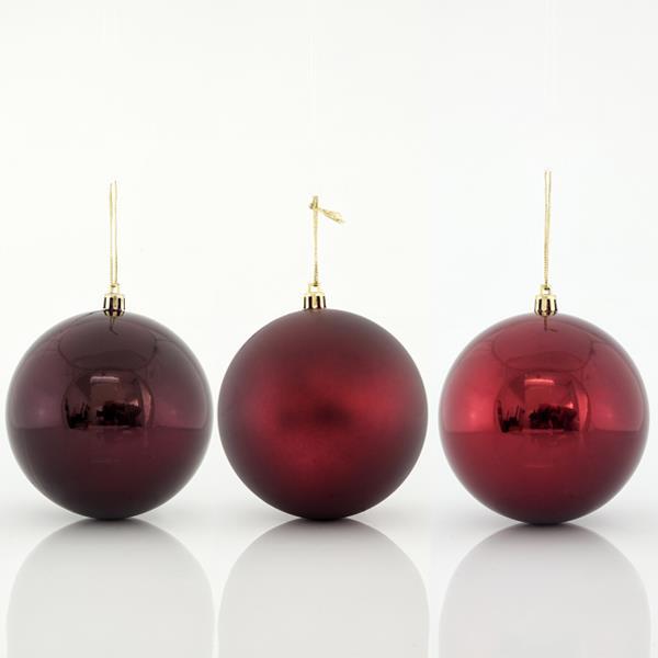 BOLA DE PLÁSTICO, ROJO INTENSO, SET 6PZS, 10cm