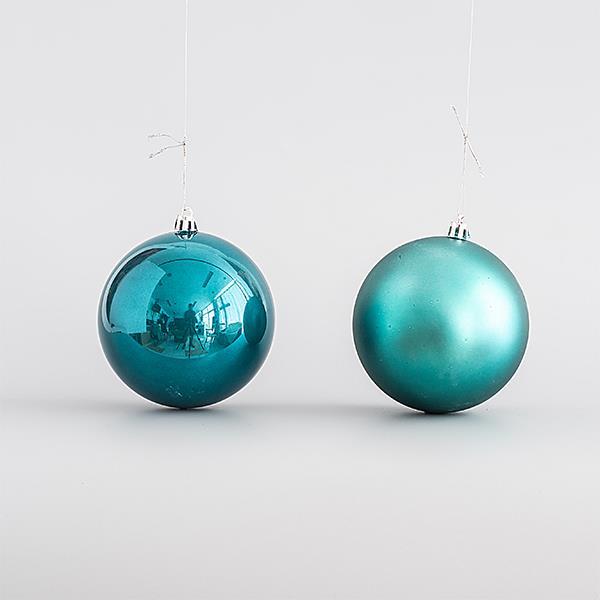 BOLAS DE PLÁSTICO, AZUL VERDE, SET 6 UDS (3 BRILLANTES, 3 MATE), 10cm
