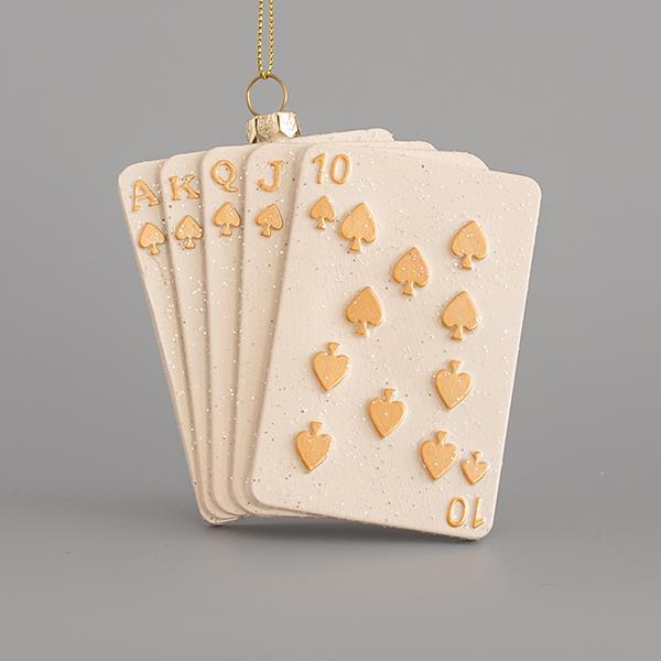 ADORNO BARAJA DE POKER, DORADO, 10x11cm