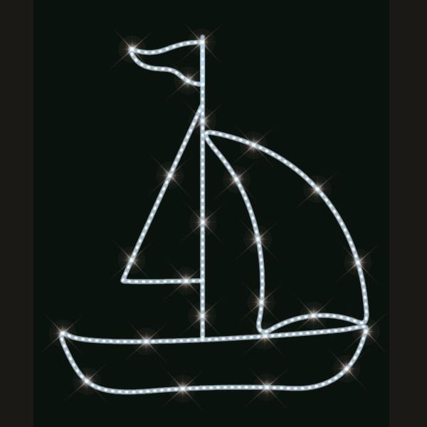 DISEÑO DE POSTE PROFESIONAL, BARCO, CUERDA DE LUCES LED BLANCAS, 100x90cm, IP65