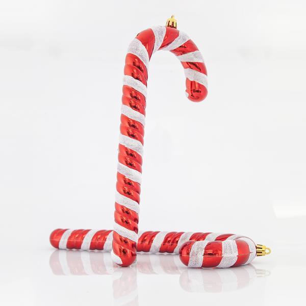 CARAMELOS PLÁSTICO ROJO CON BRILLO BLANCO, SET 2uds, 26cm