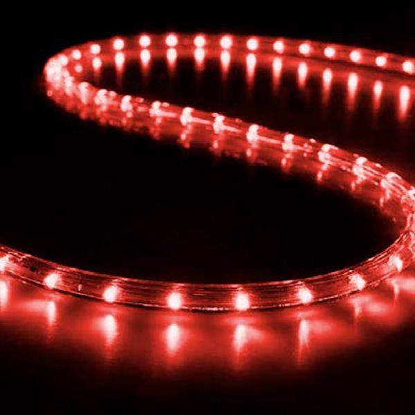 CABLE LUMINOSO, LED, 2 VÍAS, ROJO, 50m, CON 30 LED POR METRO Y 6 FLASH LED BLANCOS, CON PROTECCIÓN UV, CORTE CADA 1 METRO, IP65